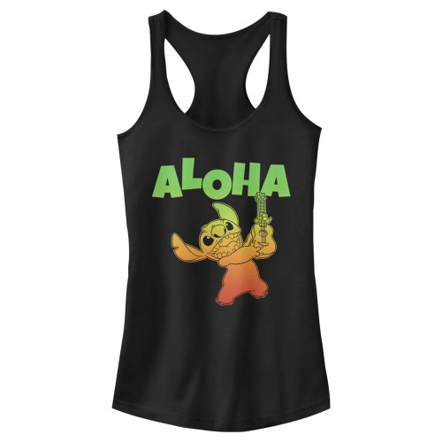 Disney Junior's Lilo Aloha Stitch Slim Fit, Scoop Hem Racerback Tank, Black, Medium Disney Junior's Lilo Aloha Stitch Slim Fit, Scoop Hem Racerback Tank, Black, Medium