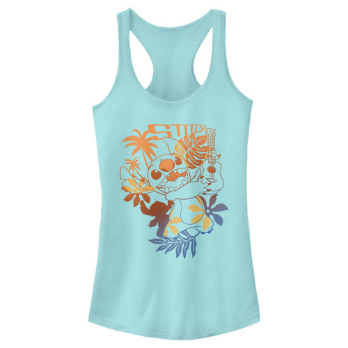 Disney Junior's Lilo Aloha Stitch Slim Fit, Scoop Hem Racerback Tank, Cancun, Large Disney Junior's Lilo Aloha Stitch Slim Fit, Scoop Hem Racerback Tank, Cancun, Large