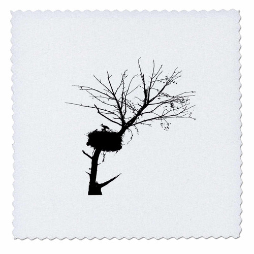 3dRose Silhouette of Stork Nest in Tree with Fledglings - Quilt Squares (qs-385199-2) 3dRose Silhouette of Stork Nest in Tree with Fledglings - Quilt Squares (qs-385199-2)