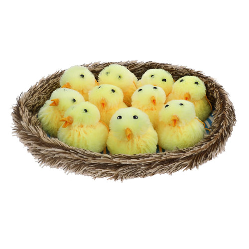 Easter Chicks Decorations 11Pcs Little Yellow Chick Baby Chicks with Nest Stuffed Animal Plush Toy Christmas Easter Basket Gifts Surprise for Kids Stuffed Chicken