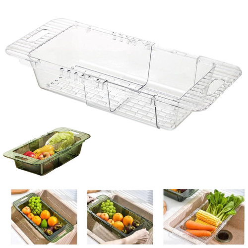 Extend Kitchen Sink Drain Basket, New Over the Sink Colander Strainer Basket,Over Sink Colander Strainer Extendable Basket,Extendable Colander Over the Sink Strainer Basket (Transparent*1PC)