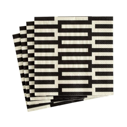 Caspari Zipper Paper Cocktail Napkins in Black, 40 Count