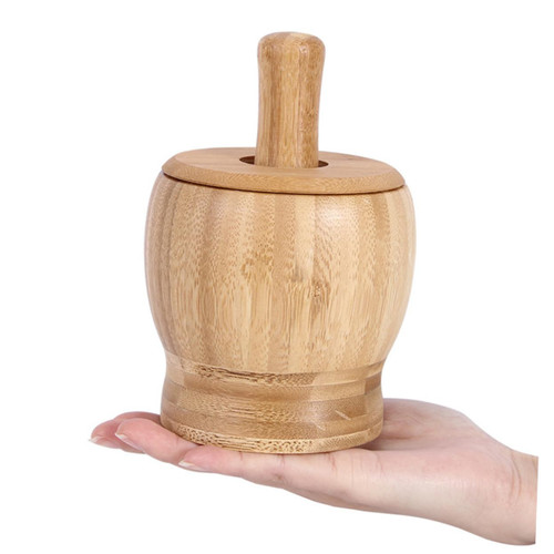 Bowl and Pestle Granite Mortar and Pestle Grinding Pestle Garlic Mortar Pestal Kitchen Pestle Wood Hand Masher and Bowl Garlic Pounder Seasoning Mortar Wooden Mortar Bamboo