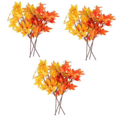 VOSAREA 12 Pcs Simulated Maple Leaf Artificial Maple Leaves Branches Thanksgiving Flower Arrangement Artificial Maple Stem Maple Leaf Picks Maple Leaves Bouquet Plastic Dining Table Filler