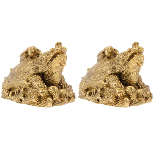 2 Pcs Dragon Turtle Ornament Money Turtle Feng Shui Millennium Turtle Statue Dragon Tortoise Feng Shui Golden Dragon Turtle Brass Mini Dragon Turtle Water Dragon Copper Modeling