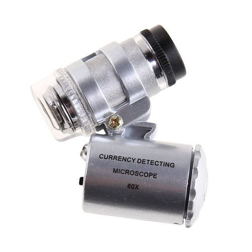 Microscope Accessories kit Slide Preparation camer 60x Handheld Mini Pocket Microscope Loupe LED Light Microscope Accessories
