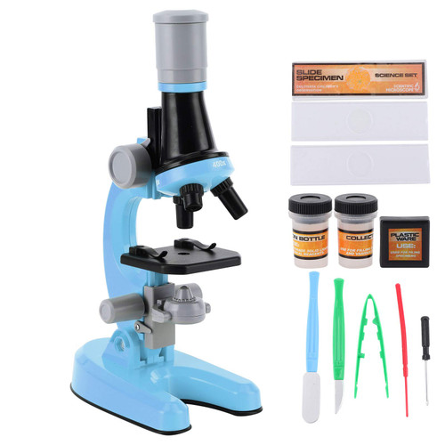 BORDSTRACT Children's Microscope, 40X?1200X High Definition Microscope, Monocular Plastic Biological Microscope for Educational Science(Blue)