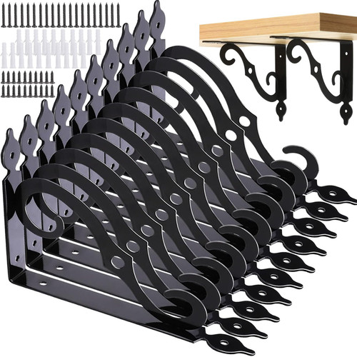 xlehoel 10 Pack Decorative Shelf Brackets,7.4 Inch Wall Mounted L Shape Floating Shelf Bracket,L Bracket for Shelves,Heavy Duty Black Metal Corner Brace Right Angle Bracket Shelf Support with Screws xlehoel 10 Pack Decorative Shelf Brackets,7.4 Inch Wall Mounted L Shape Floating Shelf Bracket,L Bracket for Shelves,Heavy Duty Black Metal Corner Brace Right Angle Bracket Shelf Support with Screws