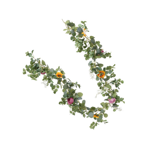 Holibanna Vine Artificial Flowers Garland Home Decoration Hanging Greenery Garland Fake Flower Vine Wedding Arch Decor Eucalyptus Vine Money Leaf Silk Flower Small Sunflower