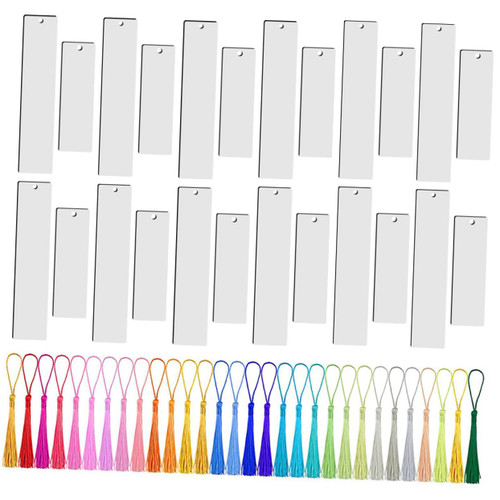 Anneome 1 Set Tassels Blank Bookmark Sublimation Bookmark Tassels Aluminum DIY Bookmark Graduation Sublimation Bookmark Iron on Bookmark Blank Bookmarks DIY Hanging Tags Double Sided