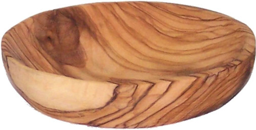 Holy Land Market Hand Carved Olive Wood Natural Dish - Asfour Outlet Trademark (5 Inches, Round Bowl)