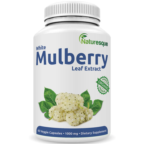 Naturesque White Mulberry Leaf Extract | 1000mg 60 Vegan Capsules | Non-GMO and Gluten Free Herbal Supplement