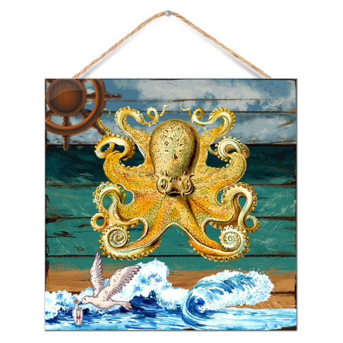 Inspirational Wooden Plaque Ocean Beach Nautical Octopus Room Decor for Porch Funny Decorative Wood Plank Hanging Sign Turtle Sea Life Seaturtle Seahorse Bathroom Wall Decor Sign Gift Offices 12x12 Inspirational Wooden Plaque Ocean Beach Nautical Octopus Room Decor for Porch Funny Decorative Wood Plank Hanging Sign Turtle Sea Life Seaturtle Seahorse Bathroom Wall Decor Sign Gift Offices 12x12