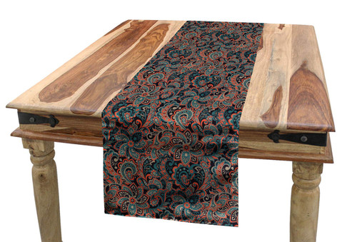 Ambesonne Persian Table Runner, Paisley Pattern with Oriental Style Flower Arrangement Middle Eastern Leaf Motifs, Dining Room Kitchen Rectangular Runner, 16" X 72", Teal Coral