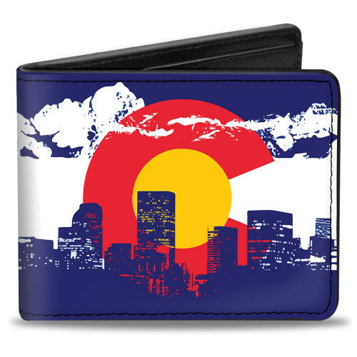 Buckle-Down Men's Wallet, Bifold, Colorado Skyline Mountains, Vegan Leather, 4.0" x 3.5"