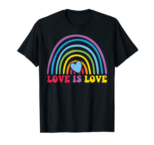 LOVE IS LOVE Rainbow LGBT Gay Lesbian Pride T-Shirt