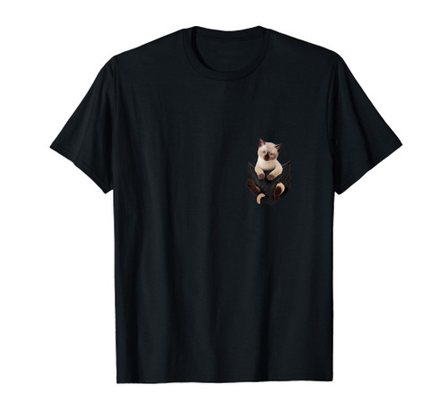 Cat Lovers Gifts Siamese In Pocket Funny Kitten Face T-Shirt