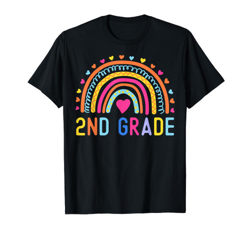 2nd Grade Rainbow Girl Boys Teacher Hello Second Grade Squad T-Shirt