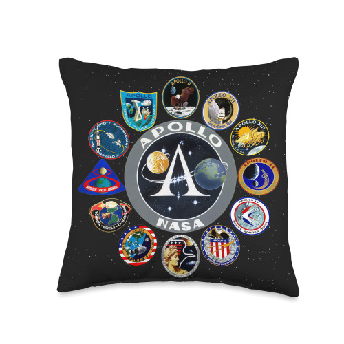 Mars Exploration Co. All Apollo Mission Badges Moon Landing Space Geek Throw Pillow, 16x16, Multicolor