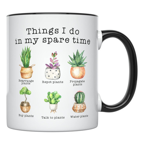 YouNique Designs Crazy Plant Lady Mug, 11 Oz, Plant Mug, Plant Coffee Mug, Plant Mom Mug, Plant Lover Cup, Plant Coffee Mug for Women, Gifts For Plant Lovers (Black Handle)