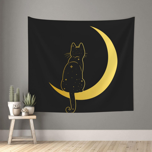YIPOCH Cat Sitting On Moon- Large Tapestry Wall Hanging Funny Tapestries Wall Art Tapestrys Home Living Room Wall Decor Easy To Hang Tapestry For Bedroom Aesthetic Living Room 60 * 51 IN YIPOCH Cat Sitting On Moon- Large Tapestry Wall Hanging Funny Tapestries Wall Art Tapestrys Home Living Room Wall Decor Easy To Hang Tapestry For Bedroom Aesthetic Living Room 60 * 51 IN