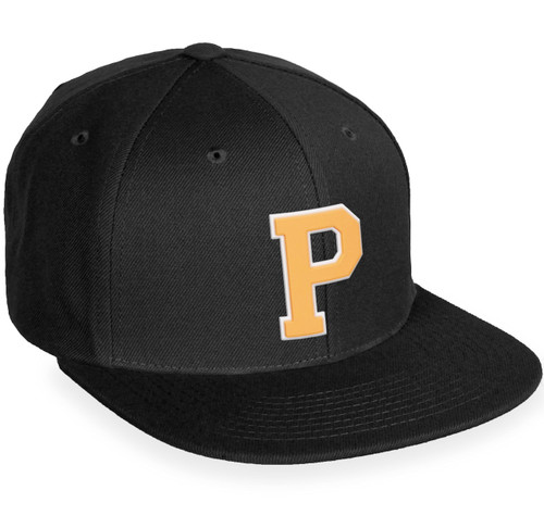 Daxton Classic Snapback White Neon Orange A to Z Letters Flat Bill Visor Cap-Black Hat, Letter P