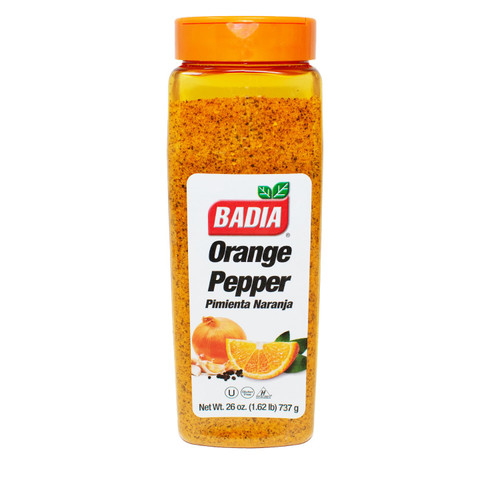 Badia Citrus Pepper Collection: Lemon Pepper, Lime Pepper, Orange Pepper, Mango Pepper | Badia Gourmet Seasoning and Spices | Ships in an Aromatik box | Premium Seasonings to Elevate your Cooking Experience (1, Orange Pepper 26 oz.)