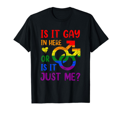 Is It Gay In Here Or Is It Just Me LGBTQ Pride Month Rainbow T-Shirt