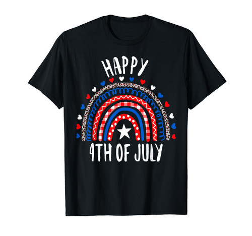 American Flag Rainbow Happy 4th Of July USA Kids Boys Girls T-Shirt American Flag Rainbow Happy 4th Of July USA Kids Boys Girls T-Shirt