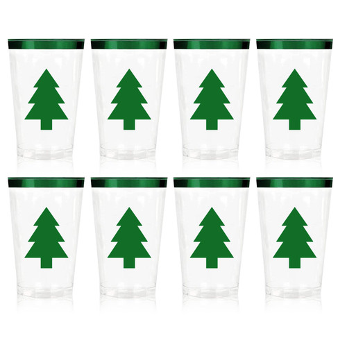 Whaline 32 Pack Christmas Plastic Cups Christmas Tree Clear Plastic Cups with Foil Green Rim Xmas Disposable Party Cups for Hot Cold Drinks Party Supplies, 12oz Whaline 32 Pack Christmas Plastic Cups Christmas Tree Clear Plastic Cups with Foil Green Rim Xmas Disposable Party Cups for Hot Cold Drinks Party Supplies, 12oz