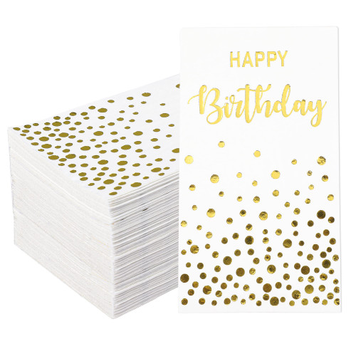 Pack of 120 Happy Birthday Paper Napkins 3-Ply Happy Birthday Gold Foil Guest Napkins Gold Dots Disposable Napkins White and Gold Paper Guest Hand Towels for Birthday Party Supplies Dining Events Pack of 120 Happy Birthday Paper Napkins 3-Ply Happy Birthday Gold Foil Guest Napkins Gold Dots Disposable Napkins White and Gold Paper Guest Hand Towels for Birthday Party Supplies Dining Events