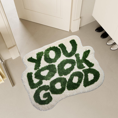 OZJAY 25''x21'' You Look Good Bath Mat, Green Bathroom Rug with Non-Slip, You Look Good Rug for Bedroom, Fun Bathroom Rug Microfiber Washable Absorbent Cool Bath Mat (Green)