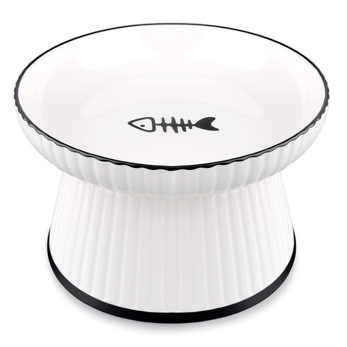 Large Ceramic Elevated Cat Food Bowl,Whisker Friendly Raised Cat Water Bowl,Stress Free Food Feeding Dish,Anti Whisker Fatigue Bowl with Anti-Slip Strip for Cats & Small Dogs,Non Tipping Large Ceramic Elevated Cat Food Bowl,Whisker Friendly Raised Cat Water Bowl,Stress Free Food Feeding Dish,Anti Whisker Fatigue Bowl with Anti-Slip Strip for Cats & Small Dogs,Non Tipping