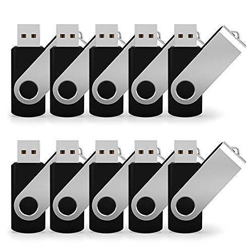 JUANWE 10 Pack 8GB Bulk USB 2.0 Flash Drive Swivel Thumb Drive Jump Drive Memory Stick Pen Drive - Black JUANWE 10 Pack 8GB Bulk USB 2.0 Flash Drive Swivel Thumb Drive Jump Drive Memory Stick Pen Drive - Black