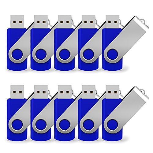 JUANWE 10 Pack 8GB Bulk USB 2.0 Flash Drive Swivel Thumb Drive Jump Drive Memory Stick Pen Drive - Blue JUANWE 10 Pack 8GB Bulk USB 2.0 Flash Drive Swivel Thumb Drive Jump Drive Memory Stick Pen Drive - Blue