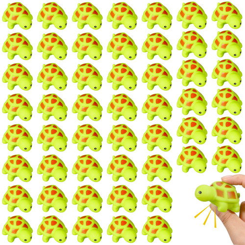 Syhood Mini Rubber Turtle Baby Bath Toy Screaming Sound Rubber Turtle in Bulk Turtle Bathtub Toys Squeaky Turtle Preschool Bath Toys for Bath Shower Birthday Party Decor (Green, 50 Pcs)