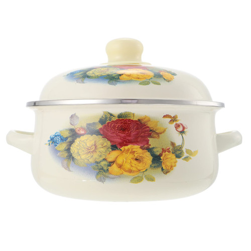 Enamel Stockpot Soup Stock Pot: 18cm Soup Pot Stock Pot with Lid Saucepan Sauce Pan Nonstick Cooking Pot with Handles for Kitchen