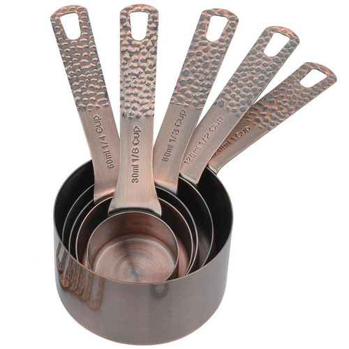 Smithcraft Measuring Cups Set of 5, Copper Measuring Cups, Metal Measuring Cups and Metric Measure Cups for Kitchen and Baking, Dry and Liquid Measurement Cups with 1/8, 1/4, 1/3, 1/2 &1 Measuring Cup