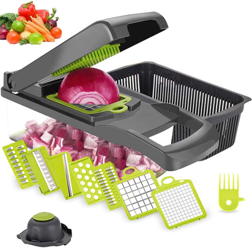 Vegetable Chopper, Pro Vegetable Cutter 12 in 1 Veggie Chopper Vegetable Dicer Slicer Cutter Mandoline Onion Chopper for Onion Potato Tomato Cucumber Carrot