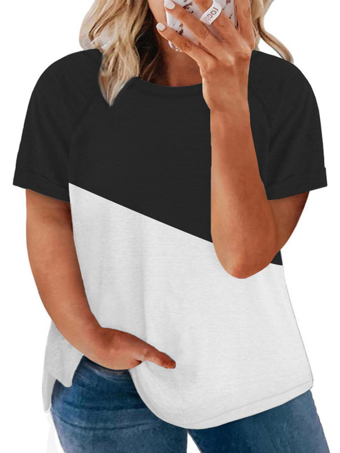Plus Size Shirts for Women 3X Summer Cute Tops Side Split Tee White Black 22W