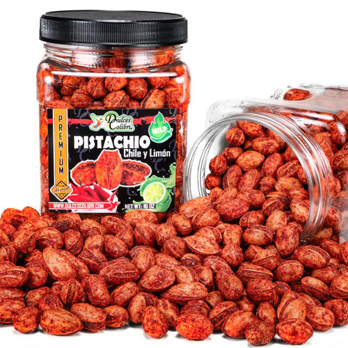 In-Shell Flavored California Pistachios | CHILI-LEMON | 16oz Family-Size Jar | Bold Mexican Flavors | Artisan made, Fresh & Delicious In-Shell Flavored California Pistachios | CHILI-LEMON | 16oz Family-Size Jar | Bold Mexican Flavors | Artisan made, Fresh & Delicious