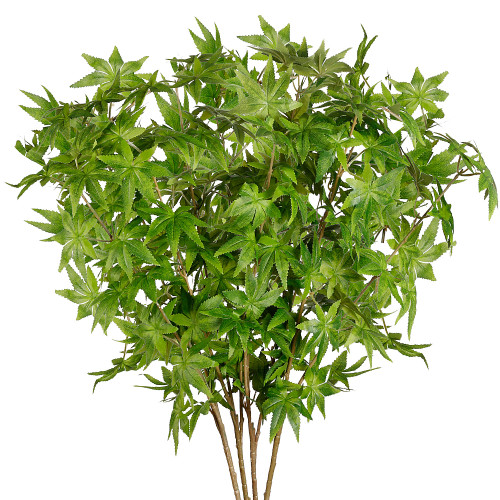 Sggvecsy 4Pcs Artificial Maple Leaves Branches Fake Green Leaves Stems Maple Leaves Shrubs Spring Summer Leaf Bushes Faux Silk Foliage for Home Kitchen Table Centerpieces Festival Decor (Green)