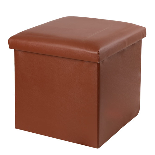 Storage Ottoman Cube, 15 Inches Folding Storage Ottoman Foot Rest Stool, Short Ottoman Stool, Ottoman Foot Rest with Storage for Bedroom, Hall, Entryway (1 PC, Coffee)