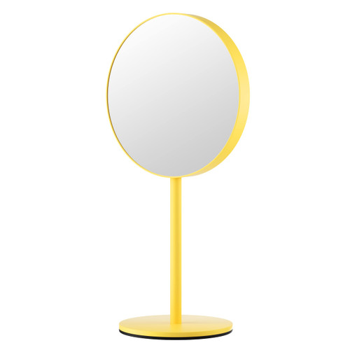 Nicesail Magnifying Make up Mirror with Stand, 1X and 5X Magnification, 6.5 Inches Makeup Mirror for Desk Mirror, Yellow Mirror, No Swivel, No Light(6.5 Inch, 5X)