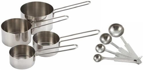TrueCraftware 8-piece Ingredients Stainless Steel Measuring Cup and Measuring Spoon Set- Nesting Measuring Cups Stackable Cups and Spoons Kitchen Gadgets for Cooking & Baking