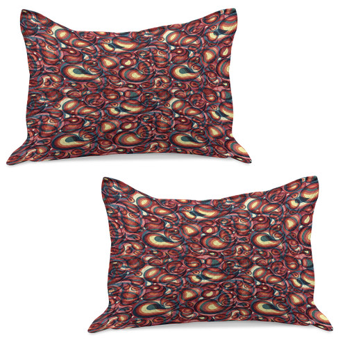 Ambesonne Paisley Quilted Pillowcover Set of 2, Modern Paisley Pattern with in a Funky Inspired Graphic Design Print, Standard Queen Size Pillow Sham for Bedroom, 30" x 20", Multicolor