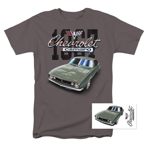 Chevy Camaro Mountain Green Classic Car 1967 T Shirt & Stickers (X-Large)