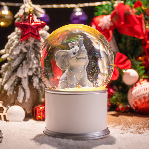 MUMTOP Snow Globes - Snow Globes for Kids or Girls and Boys, 6.7 Inch Elephant Snow Globe Music Box with Multi Color Changing LED Lights Christmas Birthday Gift Decor