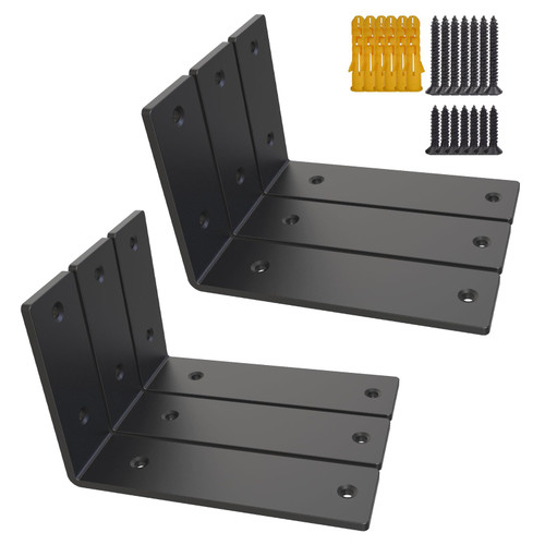 Black Stainless Steel Shelf Bracket,Joint Right Angle Bracket,L Shape Heavy Duty Metal Corner Brace Shelf Supporter for Wood Aufuga (Black-6x4x1.5"-6pcs)