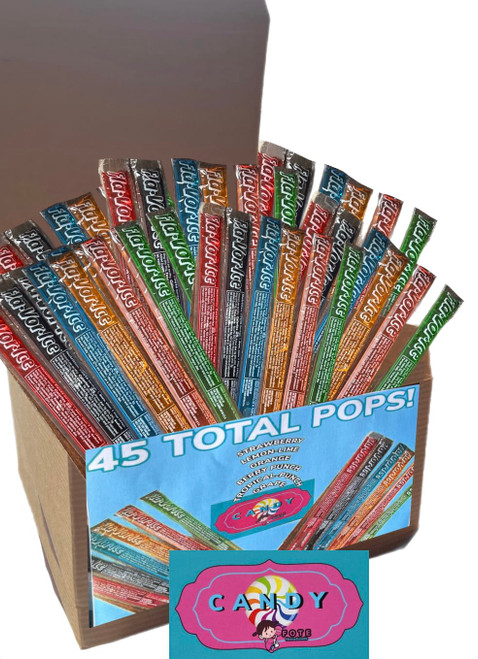 Fla-Vor-Ice Freeze Pops Flavor Ice Popsicle Variety Pack - Lemon-Lime, Orange, Berry Punch, Strawberry, Tropical Punch, Grape - 45 Total Pops - Includes Bonus Fote Fridge Accessory - 45 Ct